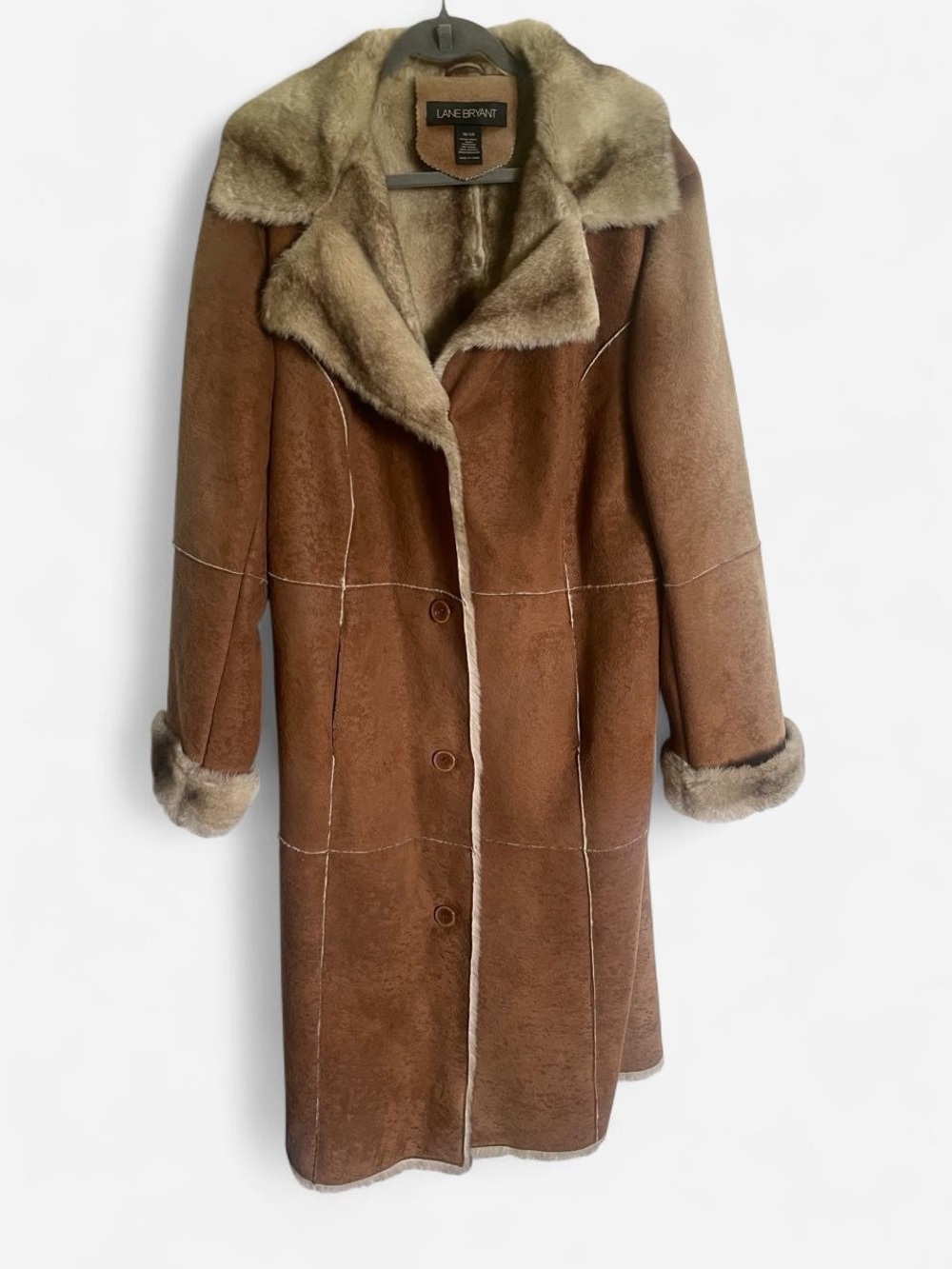 Lane Bryant Brown Faux Shearling Penny Lane Long Maxi Coat Size 18/20